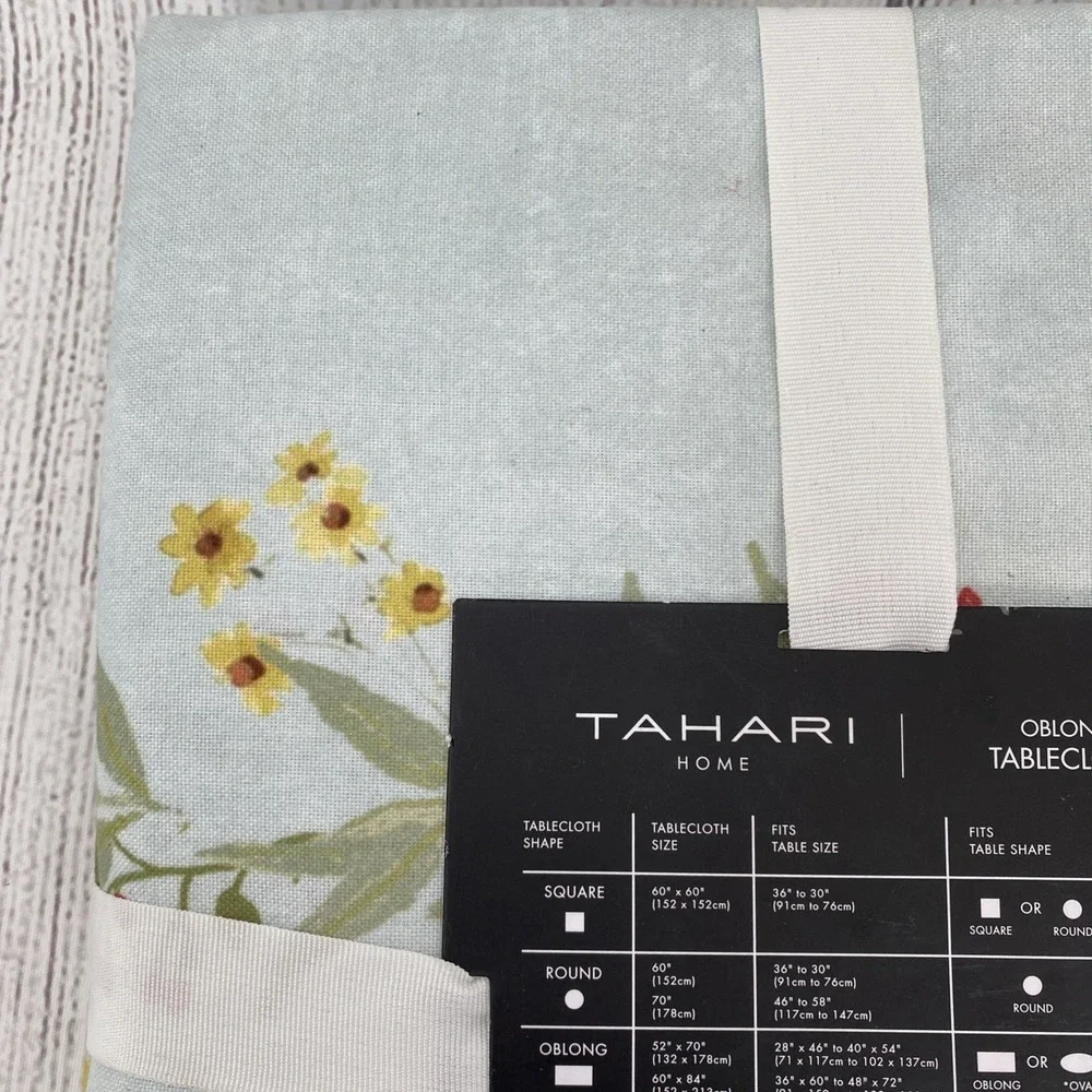 Tahari Tablecloth 60x84 Sunflower Dragonfly Green Yellow Blue Summer Spring